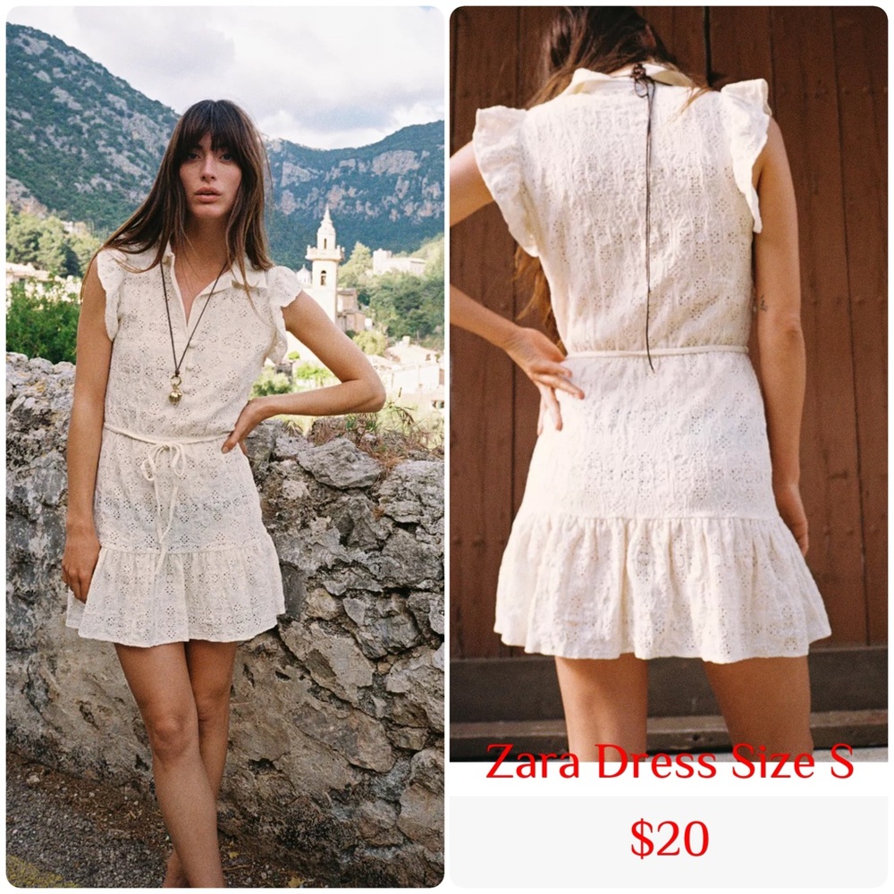Zara White Smocked Sundress Sleeveless Mini